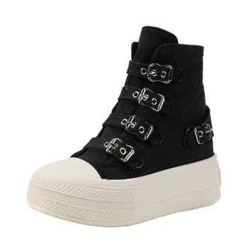 8cm Wedge Heels Sneakers Canvas Schuhe Damen Frühling und Herbst neue Mode alle lässigen dicken belüfteten