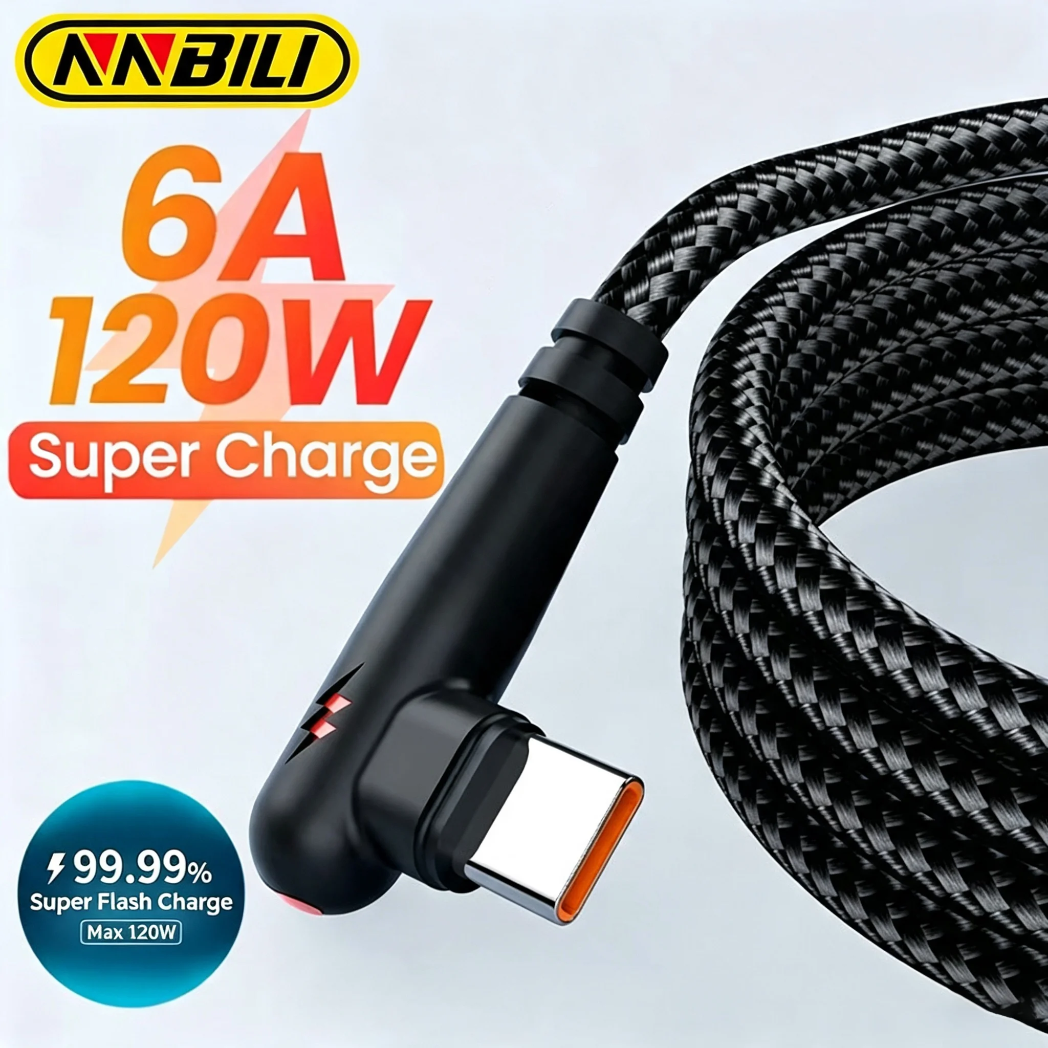 USB-A auf USB-C Winkelkabel 120 W, 90 Grad
