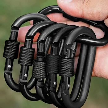 Aluminiumlegierung D-Ring Karabiner Hängemattenhaken Haken Organizer Einkaufstasche Clip Haken (4 Stück)
