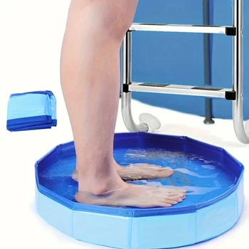 Tragbares PVC-Faltbares Fußbad, Geeignet für Pool-Einstiege auf Bodenniveau, Ideal zur Pool-Fußreinigung