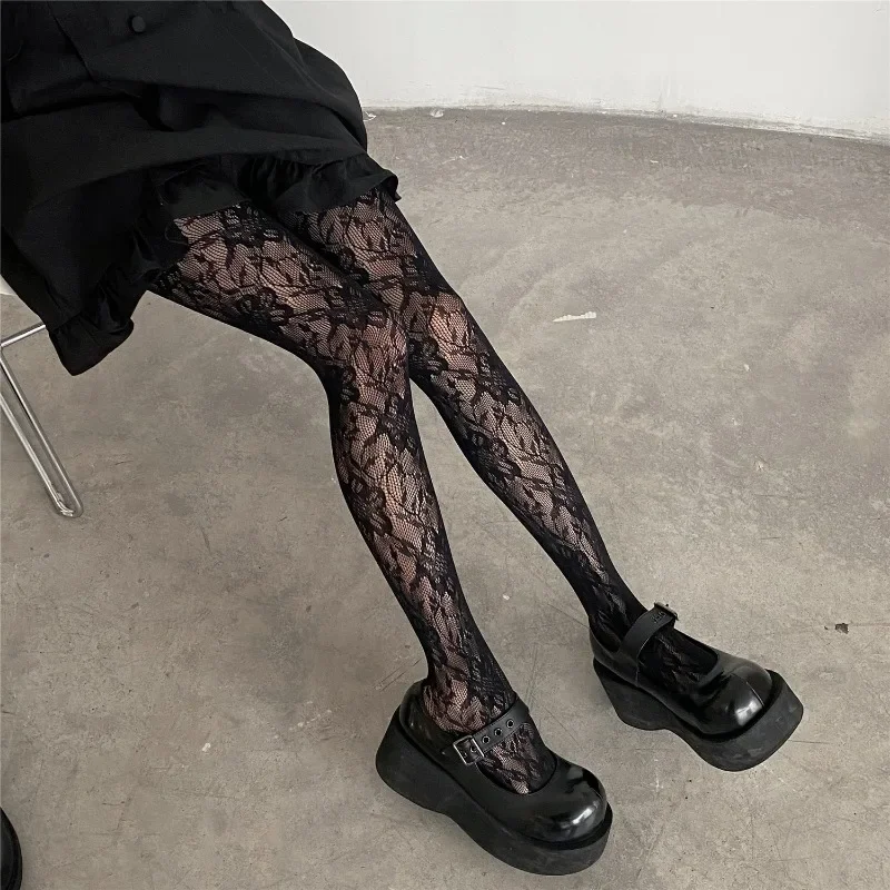 Lolita Süße Mädchen Punk Stil Floral Strumpfhosen Bunte – Bild 3