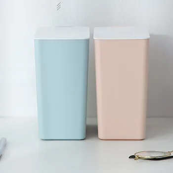 Abfallbehälter PP Mini-Mülleimer mit Deckel Kompakter Desktop-Abfalleimer Rosa Kleiner Schreibtisch-Abfallkorb