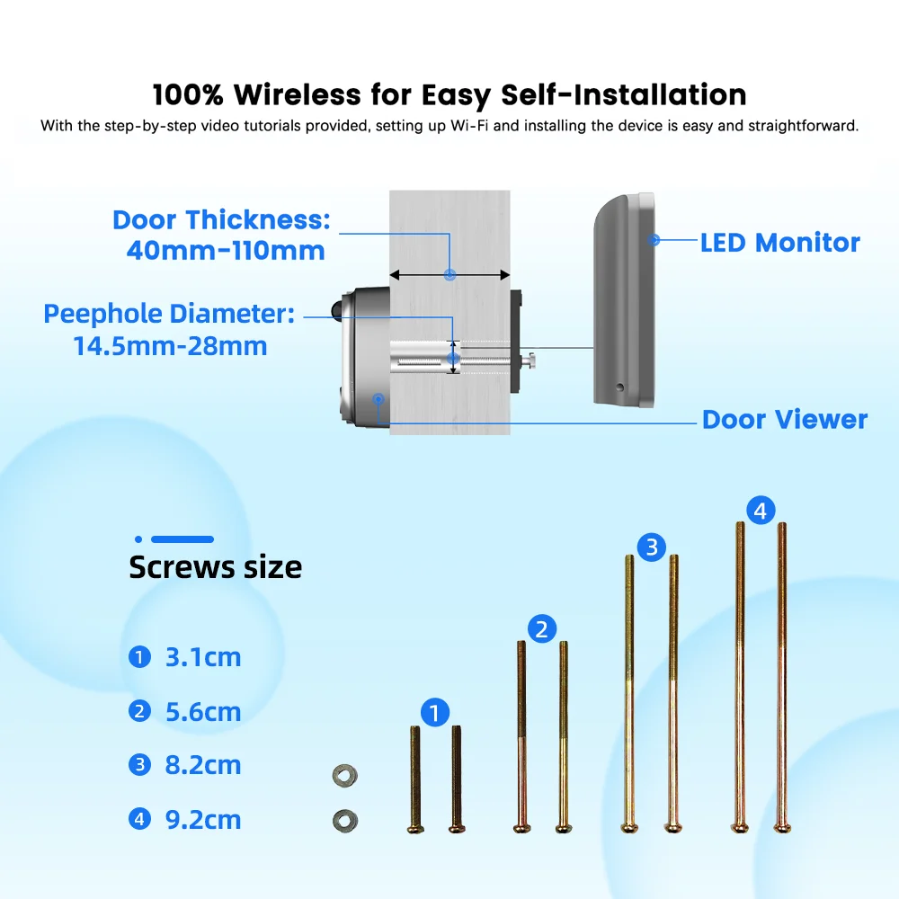 Tuya Smart 3MP 140° Weitwinkel Mini Digital Guckloch Eye – Bild 6