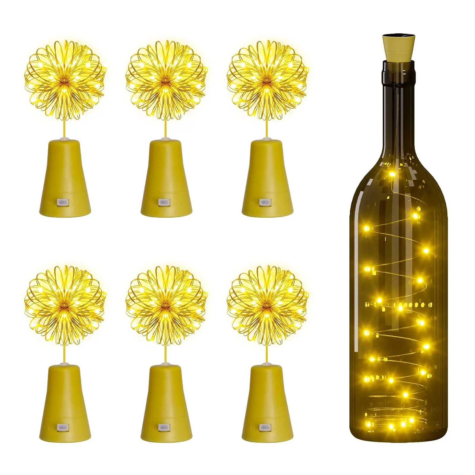 10/20LEDs Solar Wein Flasche String Licht Solar Kupfer Draht – Bild 5