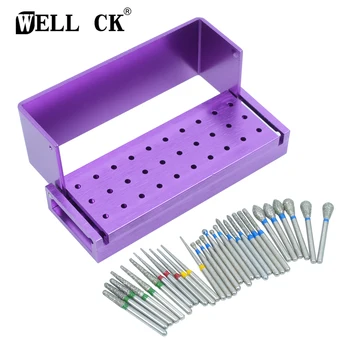 Dental Diamant Bohrer Desinfektion Block High Speed Handstück Bohrer Halter Aluminium Instrument (30 Stück)