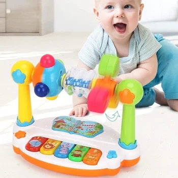 Baby-Klavier-Spielzeug für Kinder, rotierende Musik-Tastatur, Licht-Sound, Musikspielzeug für Kleinkinder