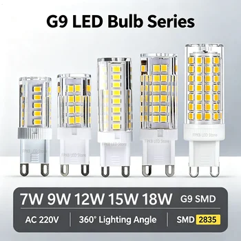 G9 LED-Lampe, 7 W, 9 W, 12 W, 15 W, 18 W, AC 220 V, LED-Birne, SMD 2835, G9-Licht, ersetzt 30/40 W