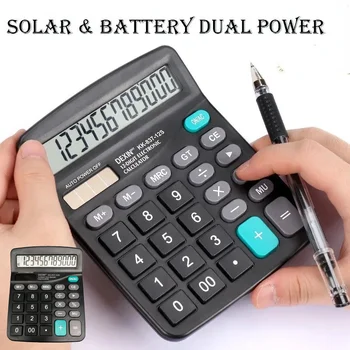 12-stelliger Solar- und Batterie-Dual-Power-Rechner, großes LCD-Display für Heimbüro, Schule, Finanzen