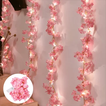 1/2/5M Kirschblüten-Lichterkette, Girlande, künstliche Blumenranken, Lichterkette für Schlafzimmer, Hochzeit