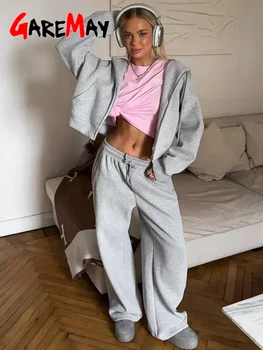 Herbst-Damen-Trainingsanzug mit Reißverschluss und Hose, Gary, lässiges zweiteiliges Set, lässiger gelber