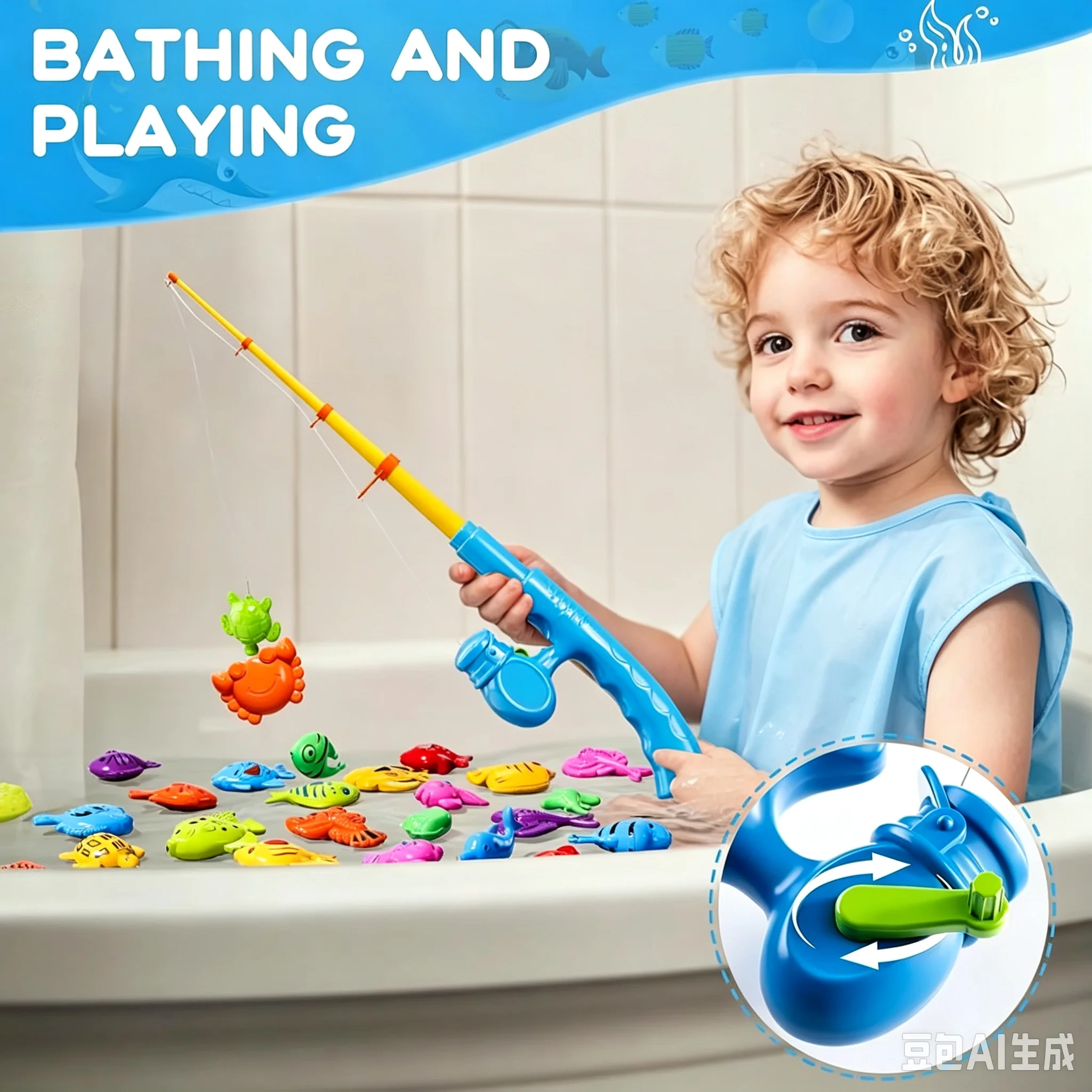 Kinder Badewanne Angeln Spielzeug Schwimmen Baden Pool Wasser – Bild 6