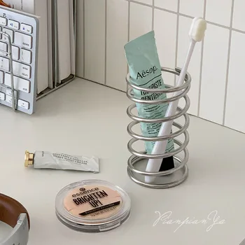 Edelstahl Zahnbürstenhalter Metall Badezimmer Zubehör Werkzeug für Zahnpasta Make-up Pinsel Lagerregal Home