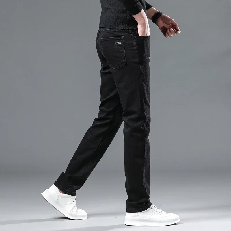 2025 neue Winter Männer Schwarz Gerade Stretch Denim Dicke – Bild 4