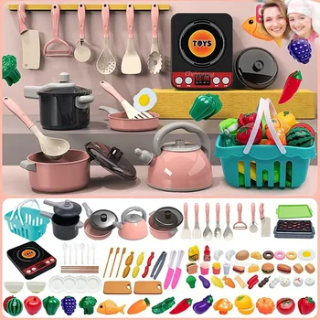 Kinder Küche Spielzeug Set 92/69/59 PCS Spielen Küche Zubehör Kit mit Spieltöpfen Pretend Food Kochen