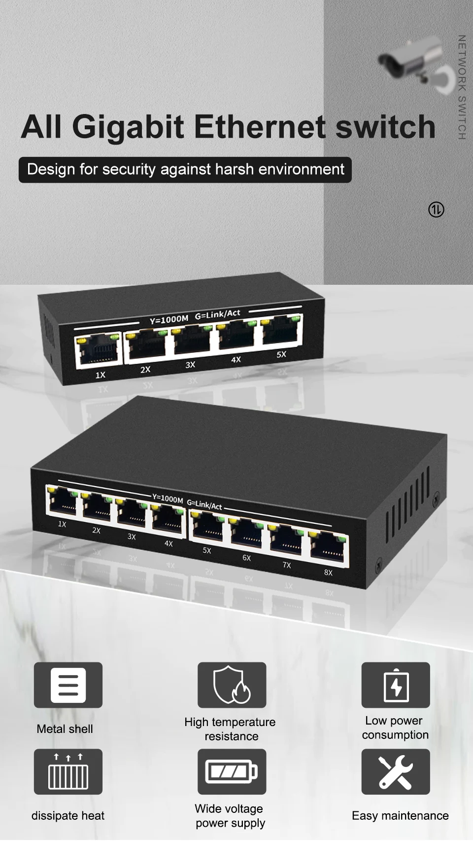 5/8 RJ45-Ports Gigabit-Switch Ethernet-Hub Smart Switcher – Bild 5