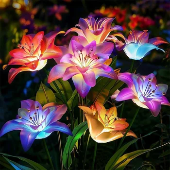 Künstliche Blumen-Rasenlichter, 7-köpfige Solar-Orchideenlichter für Terrasse, Hof, Garten