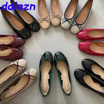 Flache weibliche weiche runde Zehen Damen Wohnungen mit Schuhen Slides Schuhe Mode Schmetterling-Knoten Frauen