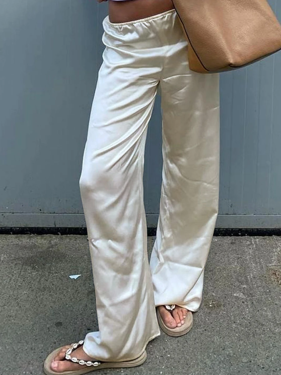 Schicke Satin-Kleiderhose mit weitem Bein für Damen – Bild 3