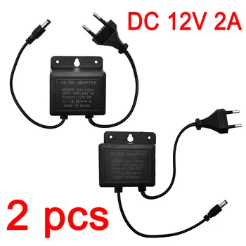 DC12V 2A EU Stecker Power Adapter Wasserdicht Schwarz Für CCTV Sicherheit Überwachung AHD Kamera (2 Stück)