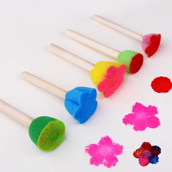 Schaumstoff-Schwammpinsel mit Holzgriff, runde Blume, verschiedene Größen, Malwerkzeuge für Kinder, Kinder