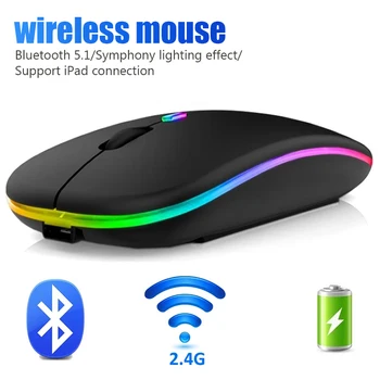Drahtlose Maus Für Laptop PC Bluetooth RGB Wiederaufladbare Mäuse Drahtlose Computer Stille Mäuse LED