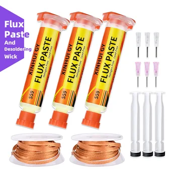 559 Entlötdraht + NC-559 Flussmittelpaste Spritzen-Set, Lötzinnentferner-Set