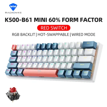 K500-B61 Machenike Mini mechanisches Tastatur, 60 % Formfaktor, 61 Tasten, Gaming-Tastatur, kabelgebunden