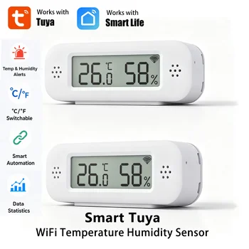 Tuya WiFi Temperatur- und Feuchtigkeitssensor für Smart Home, Thermometer, Hygrometer, APP, Fernalarm