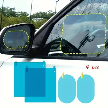 Auto-Rückspiegel-Schutzfolie für Seitenfenster, Anti-Beschlag-Glare, regenfest, wasserdicht (4 Stück)