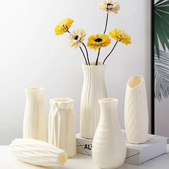 Nordic Kunststoff Vase Einfache Kleine Frische Blumentopf Lagerung Flasche Für Blumen Wohnzimmer Moderne Hause