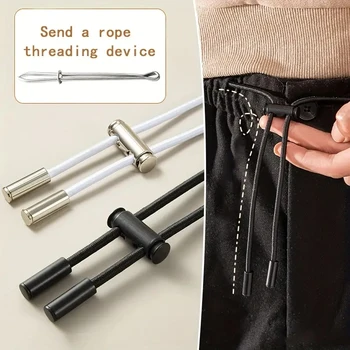 2M Starke Elastische Band Jogginghose Taille Kordelzug Gurt Mit Threading Gerät, Cord Lock Stopper DIY Nähen