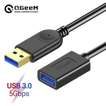 QGeeM USB-Verlängerungskabel, Super-Speed-USB 3.0-Kabel, Stecker auf Buchse, 1 m, 2 m, 3 m