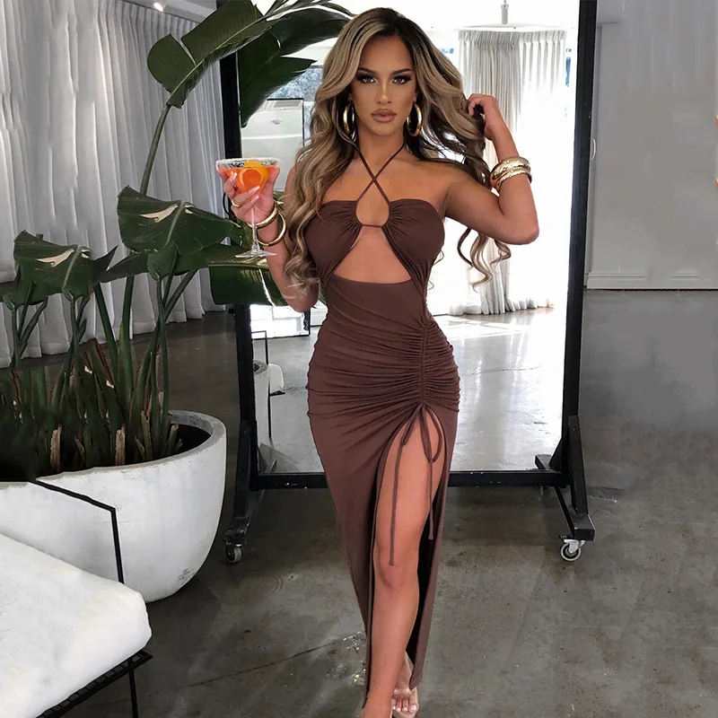 Ärmellose Sexy Weibliche Midi Backless Kleider Schlank Nacht – Bild 3