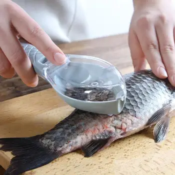 Fischschuppen Reiben Schaber Fisch Reinigungswerkzeug Schaben Waagen Gerät mit Abdeckung Home Küche Kochen