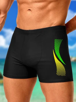 Badehose mit modischen Drucken, schnell trocknende Strand-Boxershorts für Herren mit Kordelzug, Badebekleidung