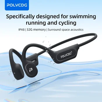 POLVCDG X9 Knochenleitungs-Kopfhörer 32G IPX8 Wasserdicht Offenes Design zum Schwimmen Laufen Radfahren
