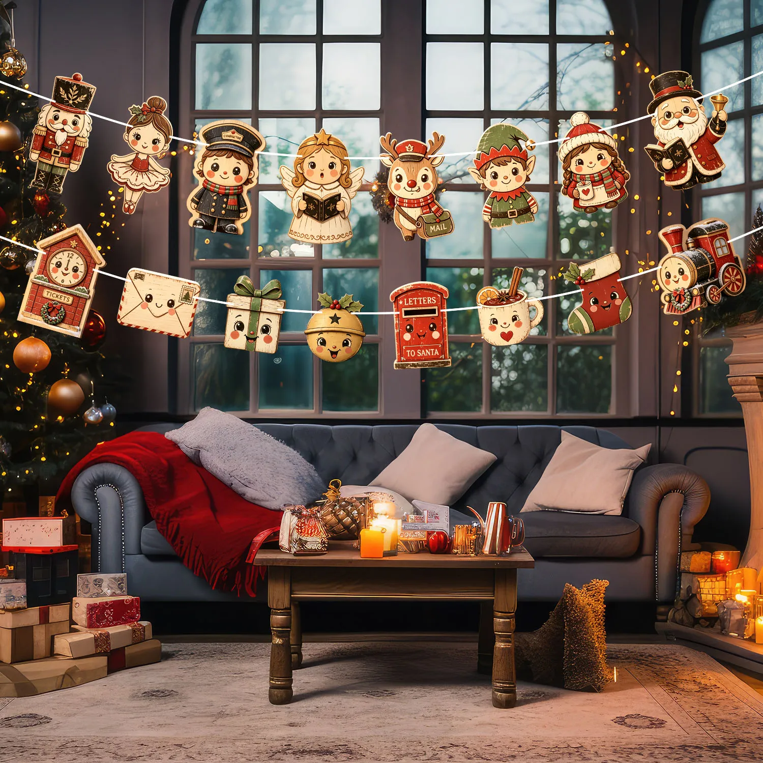 Weihnachtsgirlande, Nussknacker, Weihnachtsmann, Elf – Bild 5