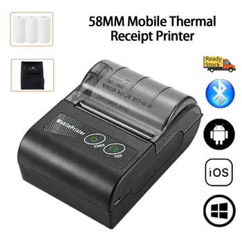 Mini tragbarer Thermodrucker, kabelloser 58-mm-Bluetooth-Belegdrucker für kleine Unternehmen, Drucker