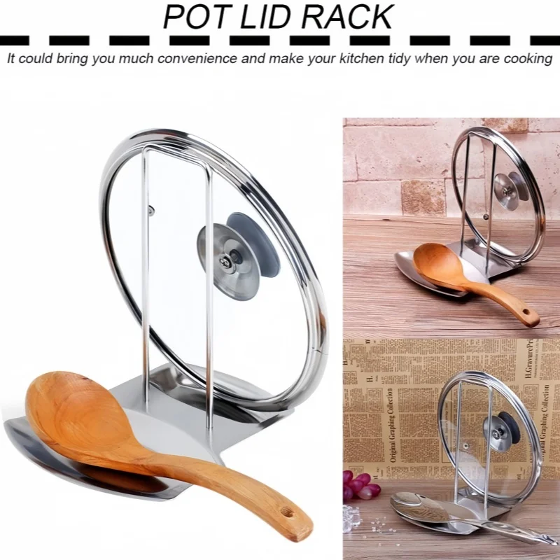 Edelstahl Topf Deckel Rack Abnehmbare Pfanne Abdeckung Regal – Bild 2