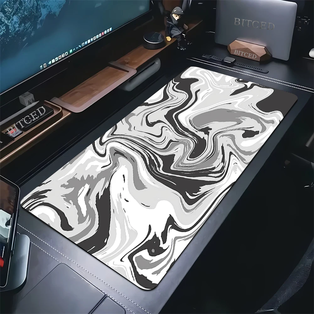 XXL Schwarz und Weiß Strata Liquid 900x400 Mauspad Computer – Bild 5