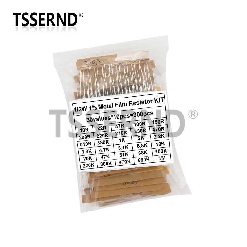 300PCS 1/4W 1/2W 1W 1% Metallschichtwiderstand Sortiment Kit – Bild 3