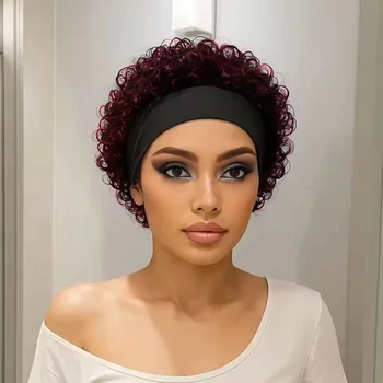 Wasserwellen-Stirnband-Perücke, Echthaar-Perücken, lockiger Bob für Frauen, Echthaar-Pixie-Cut-Perücke