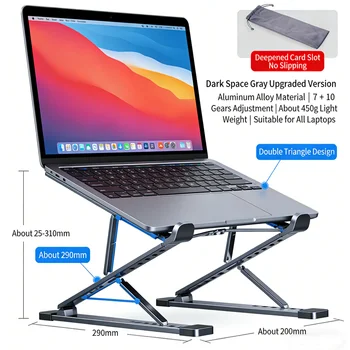 Laptop-Ständer für MacBook, zusammenklappbar, verstellbar, Aluminium, Computer, PC, Tablet-Ständer, Notebook