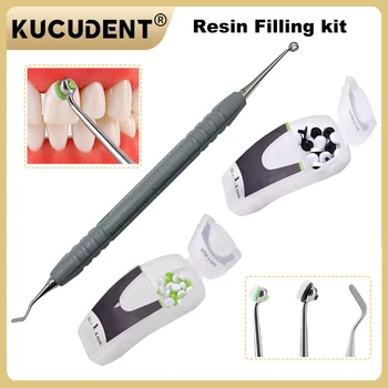 Dental Resin Filling Kit Composite Light Cure Resin Filling Spatula Molding Tool Mischgriff und Foam Pad Kit