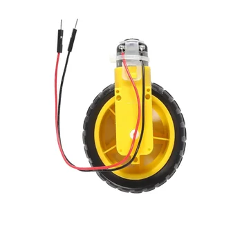 TT Motor DC 3-6V Getriebemotor Doppelwelle 200U/min Übersetzung 1:48 Motor mit Reifen-Rad-Set (4 Stück)
