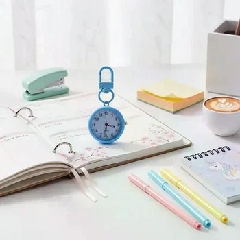 Taschenuhr, nicht tickend, geräuschloser Mechanismus, Gehäuse aus Legierung, Lederbezug, Mini, tragbar
