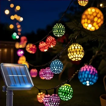 50/ 30/20 LED Marokkanische Kugel Solar Lichterketten Wasserdicht 8 Modi für Outdoor Garten Hochzeit Party