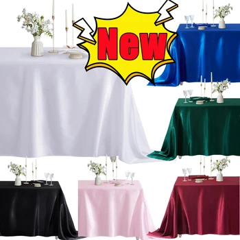 Rechteckige Satin-Tischdecke, seidige, weiche, einfarbige Tischdecke für Esszimmer, Hochzeit, Party, Bankett