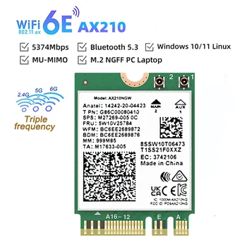 WiFi 6E AX210 Bluetooth 5,3 M.2 Wireless Karte Für Intel AX210NGW 2,4 Ghz 5 Ghz 6 Ghz 5374 Mbit/s 802,11 ax