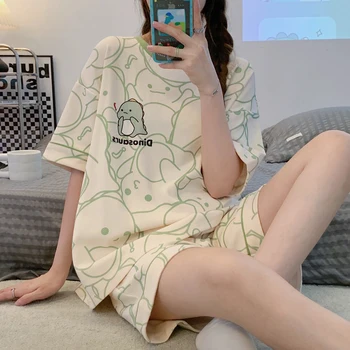 Pyjamas Weiblichen Sommer Große Größe Kurzarm Homewear Anzug Koreanische Version der Student Süße und Schöne
